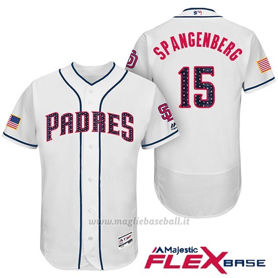 Maglia Baseball Uomo San Diego Padres 2017 Estrellas y Rayas Cory Spangenberg Bianco Flex Base